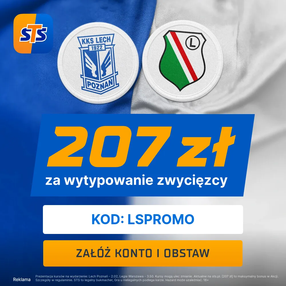 207 zł za wytypowanie zwycięzcy meczu o Superpuchar Polski w STS