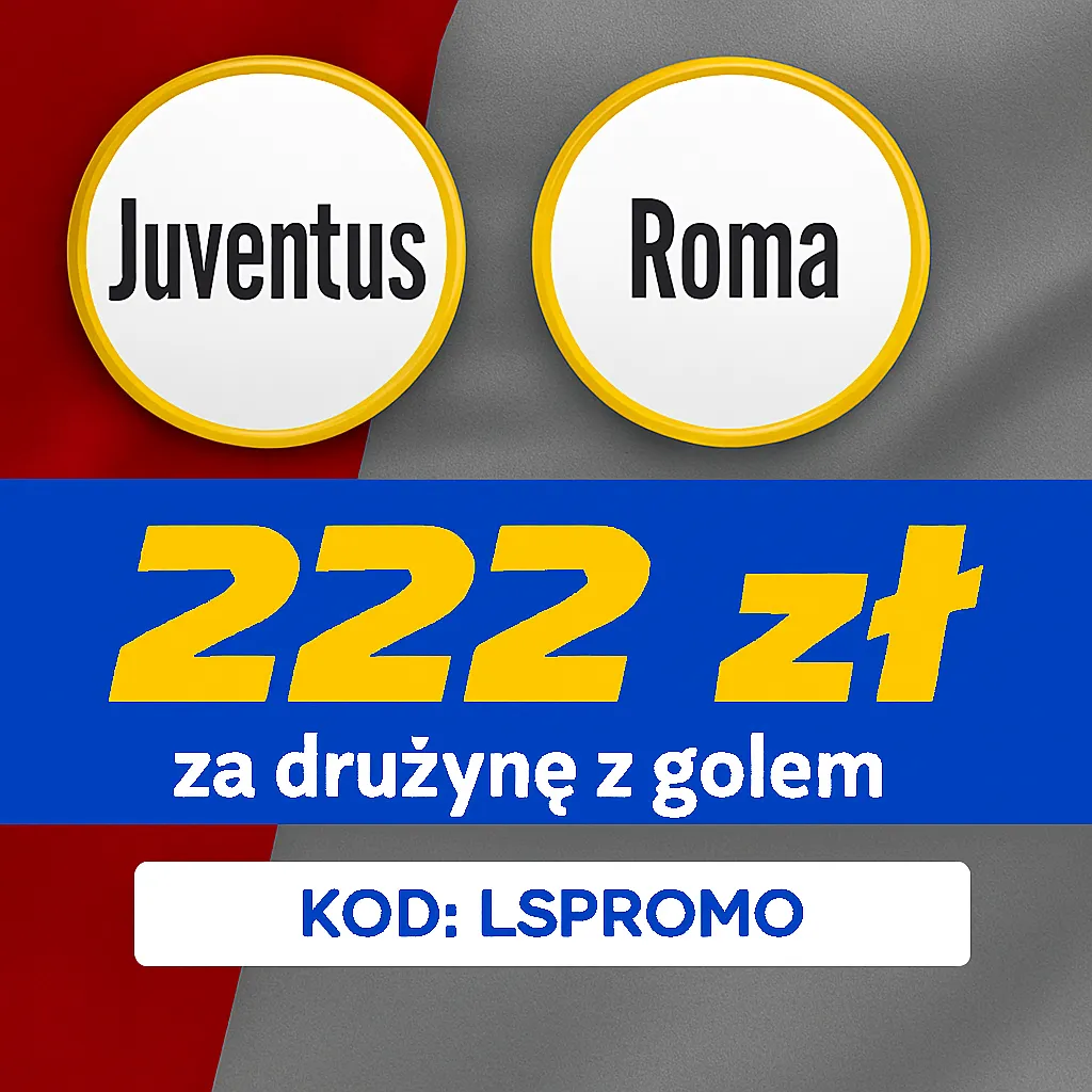 222 zł za wytypowanie drużyny z golem w meczu Juventus - Roma od STS