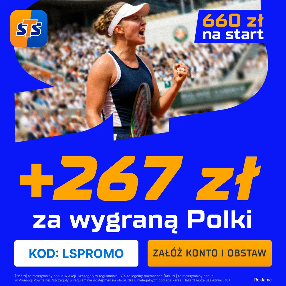 267 zł za wygraną Polki lub Polaka w dowolnym meczu Roland Garros 2026 od STS