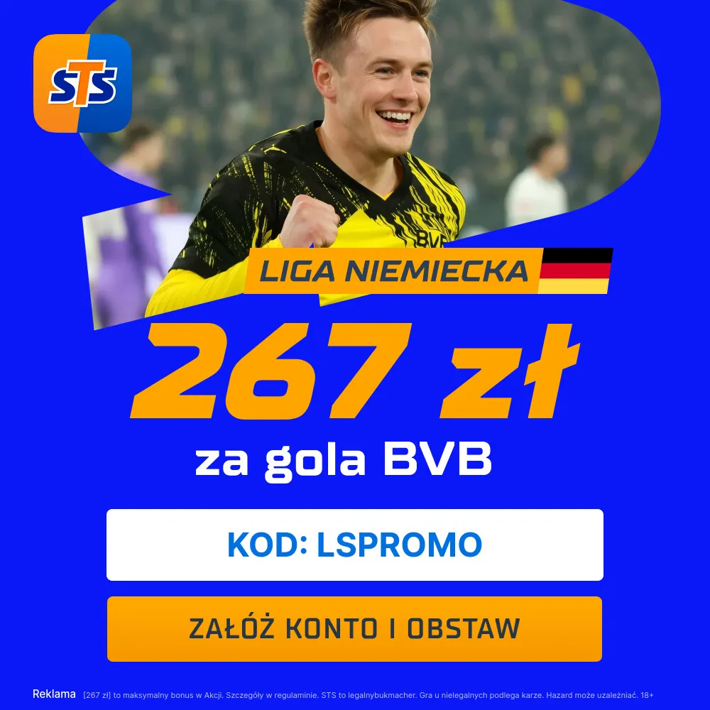 267 zł za wytypowanie drużyny z golem w meczu Hoffenheim - Borussia Dortmund od STS