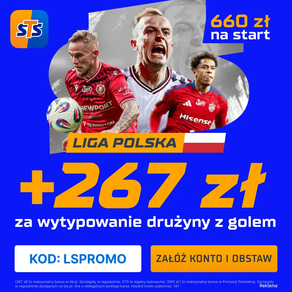 267 zł za wytypowanie drużyny z golem w meczu Lechia Gdańsk - Legia Warszawa od STS