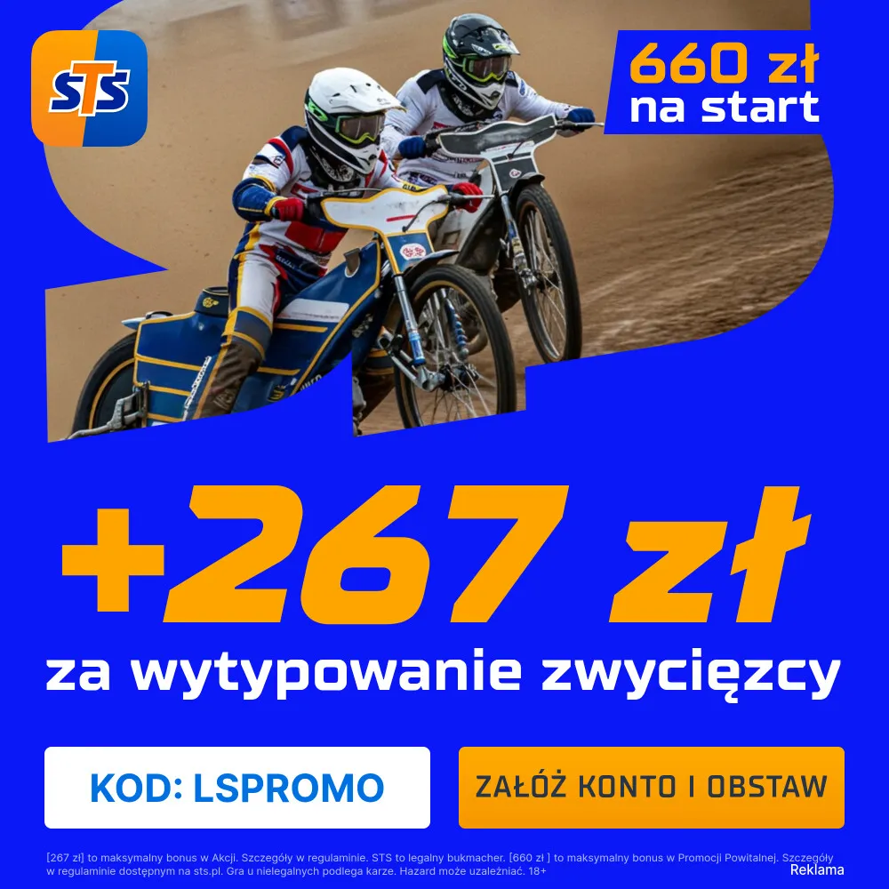 267 zł za wytypowanie zwycięzcy żużlowego GP Czech od STS