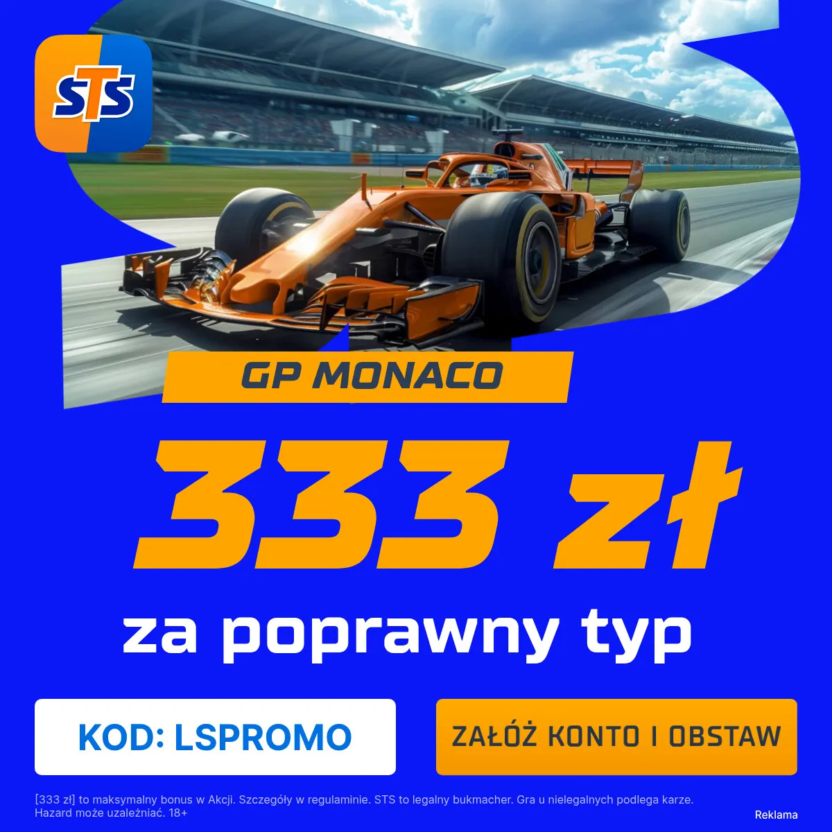 333 zł za poprawny typ na GP Monako od STS