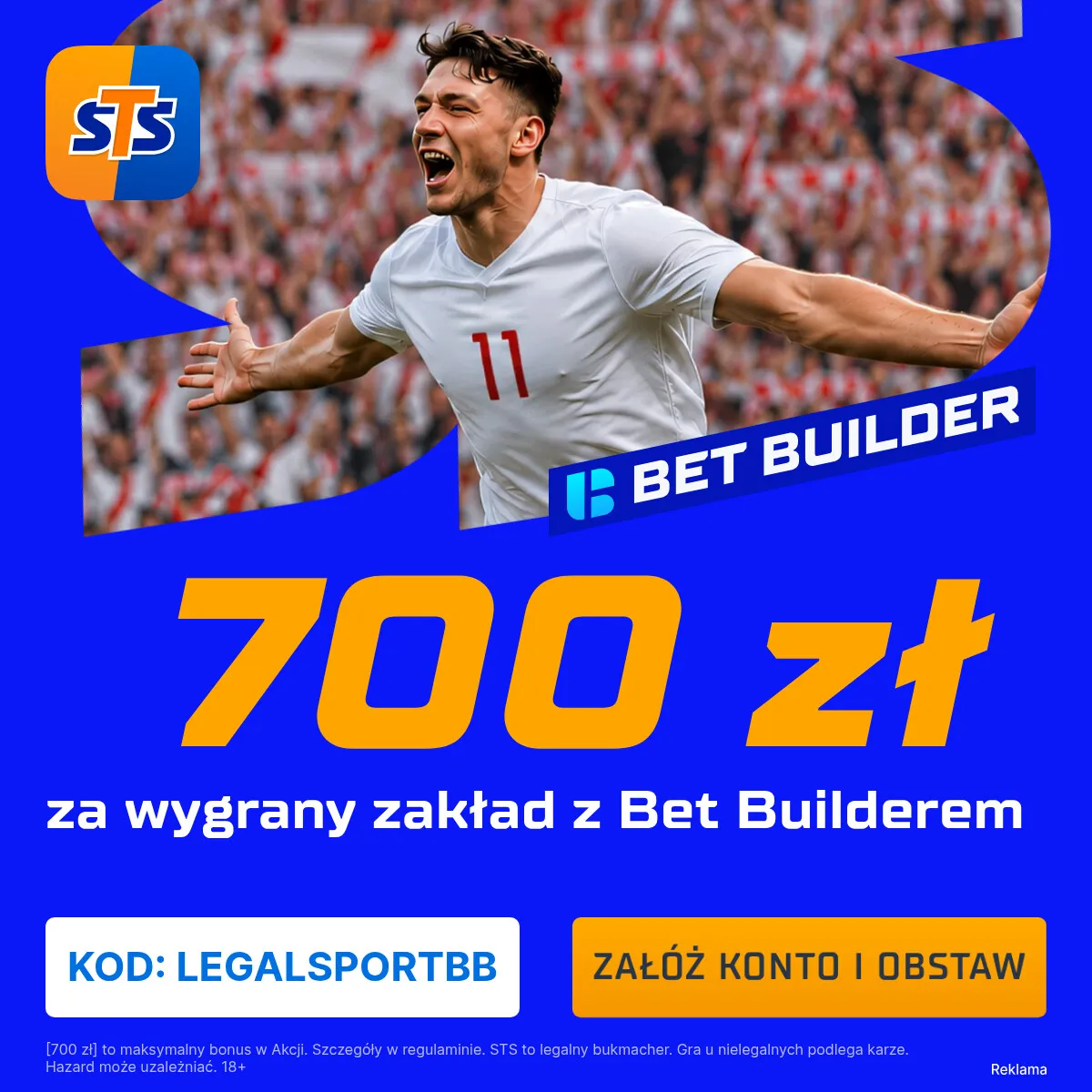 700 zł za poprawny Bet Builder na mecz Polska - Ukraina od STS