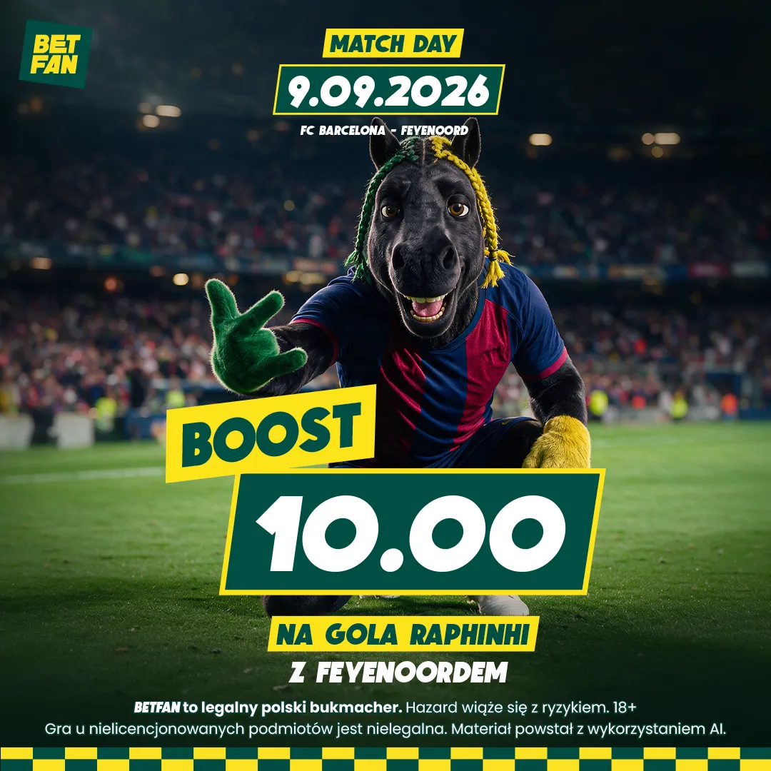 BETFAN: 176 zł za gola Raphinhi w meczu FC Barcelona - Feyenoord