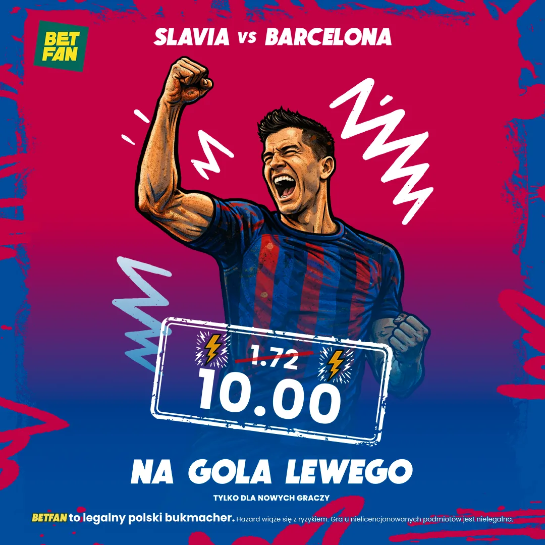 BETFAN: Kurs 10.0 na gola Lewandowskiego w meczu ze Slavią Praga