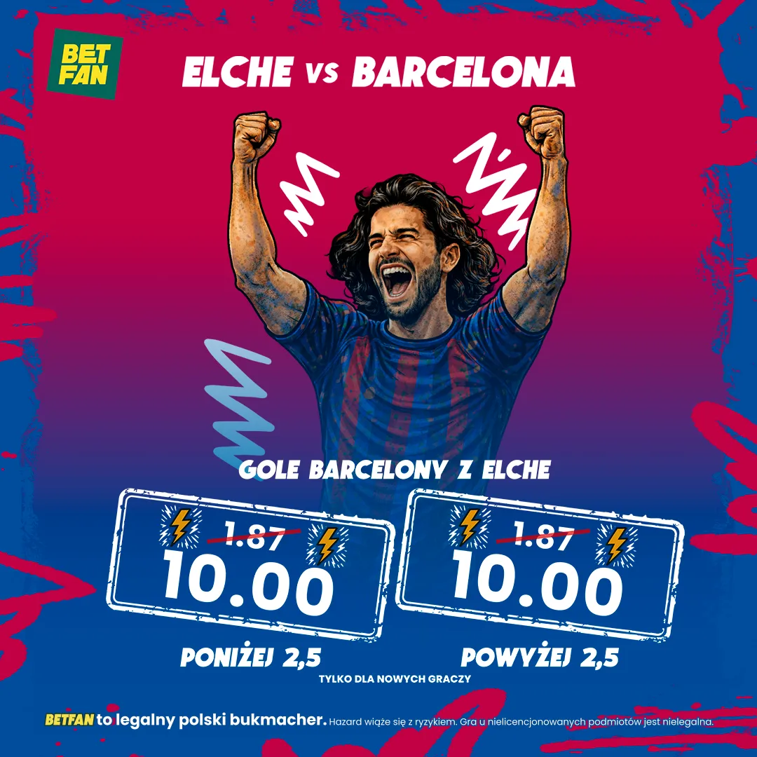 BETFAN: Kurs 10.0 na gole Barcelony w meczu z Elche