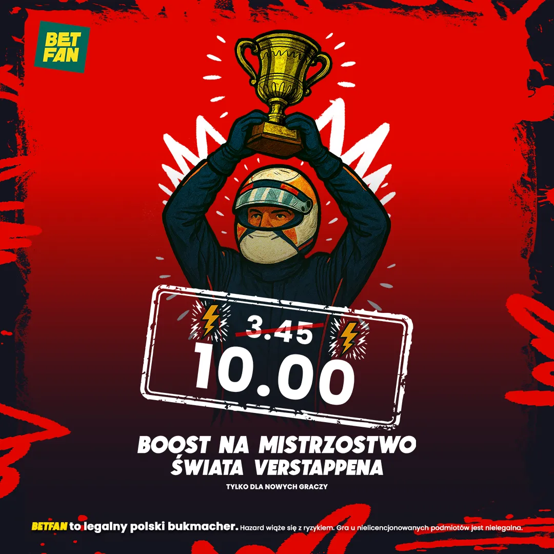 BETFAN: Kurs 10.0 na mistrzostwo świata Verstappena
