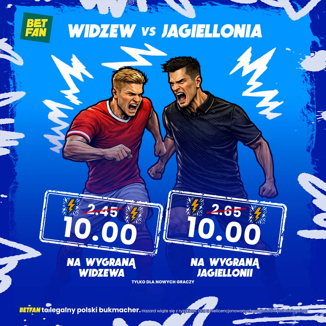 BETFAN: Kurs 10.0 na wygraną Widzewa Łódź i Jagiellonii Białystok