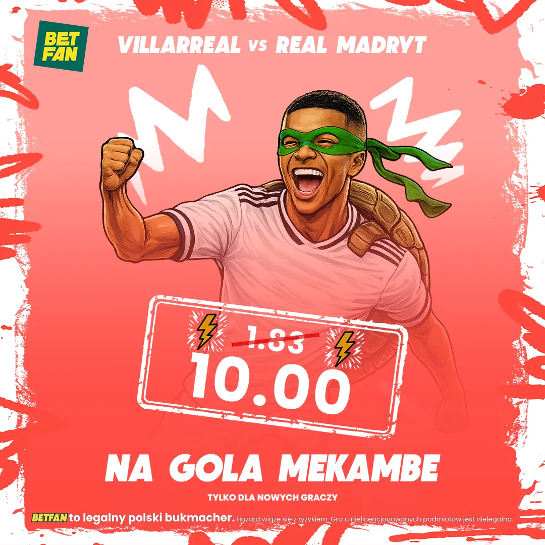 BETFAN: Kurs 10.00 na gola Mbappe z Villarrealem