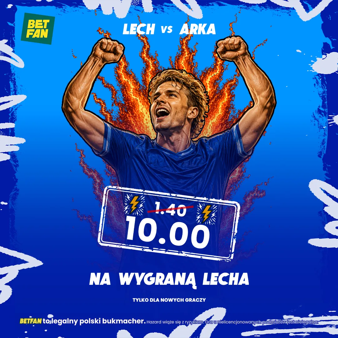 BETFAN: Kurs 10.00 na wygraną Lecha Poznań z Arką Gdynia