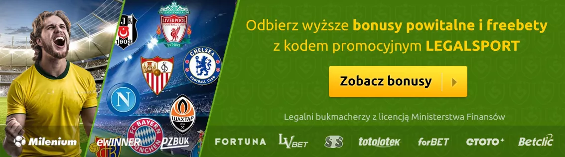Bonusy powitalne z kodem promocyjnym od legalnych bukmacherów internetowych
