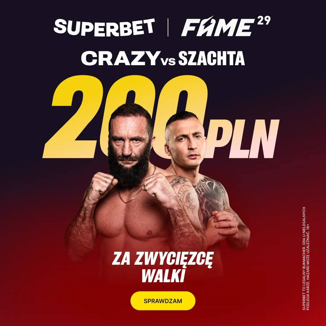 Bonus 200 PLN za zwycięzcę walki Dawid "Crazy" Załęcki - Bartosz Szachta na gali FAME 29 od Superbet