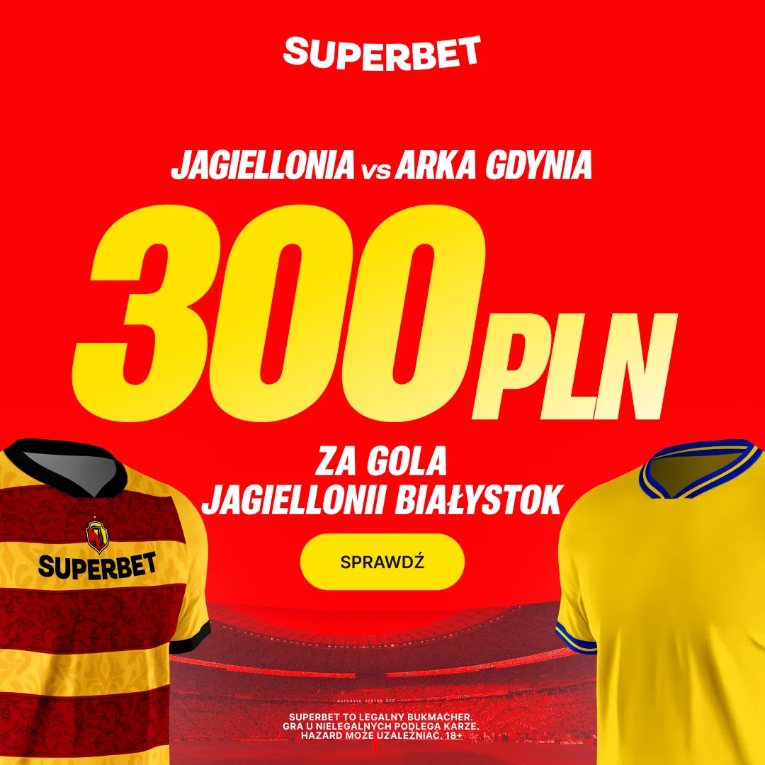 Bonus 300 PLN za gola Jagiellonii Białystok w meczu z Arką Gdynia od Superbet