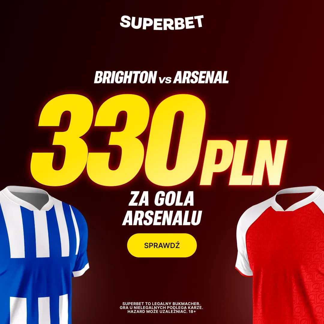 Bonus 330 PLN za gola Arsenalu w meczu z Brighton od Superbet