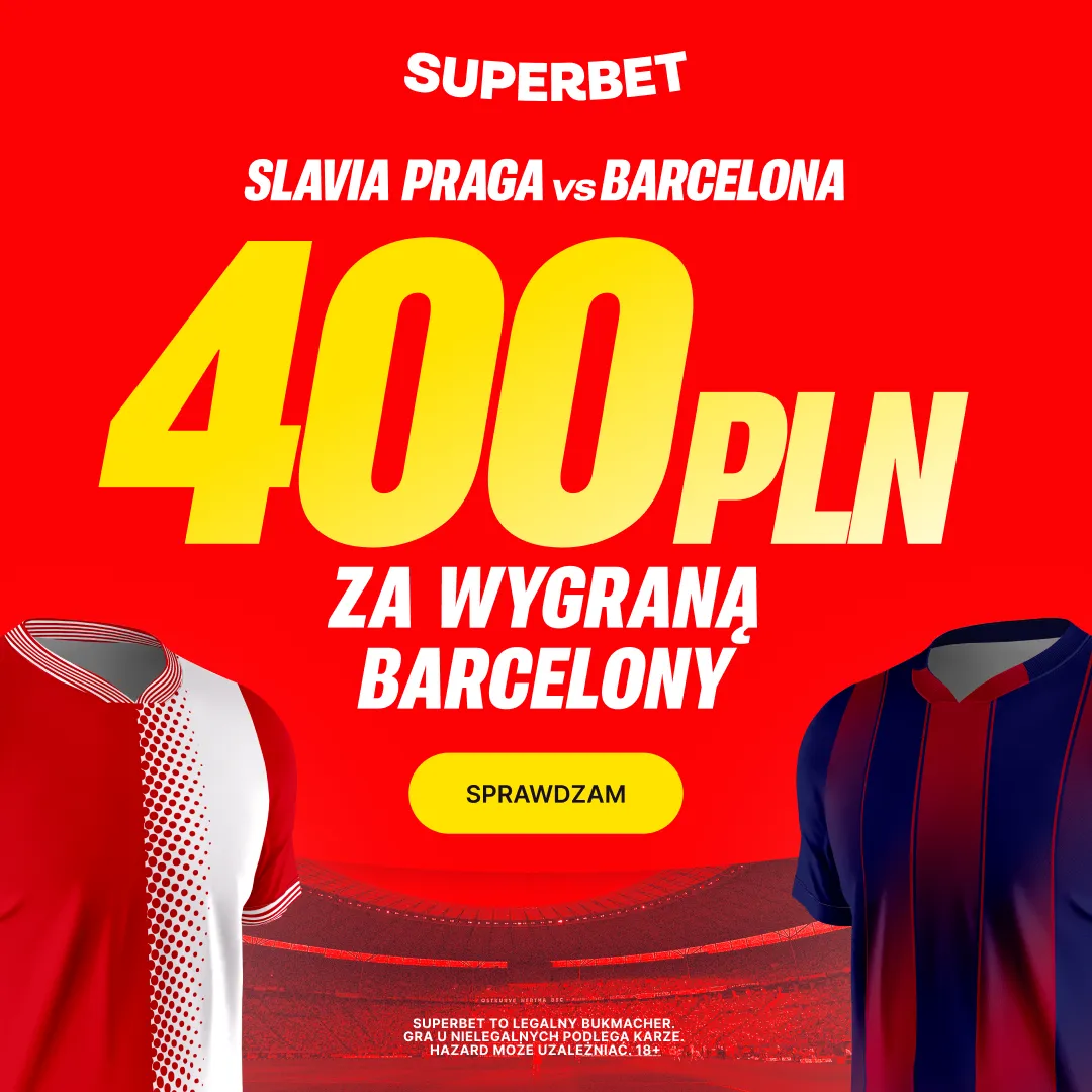 Bonus 400 PLN za zwycięstwo Barcelony w meczu ze Slavią Praga od Superbet