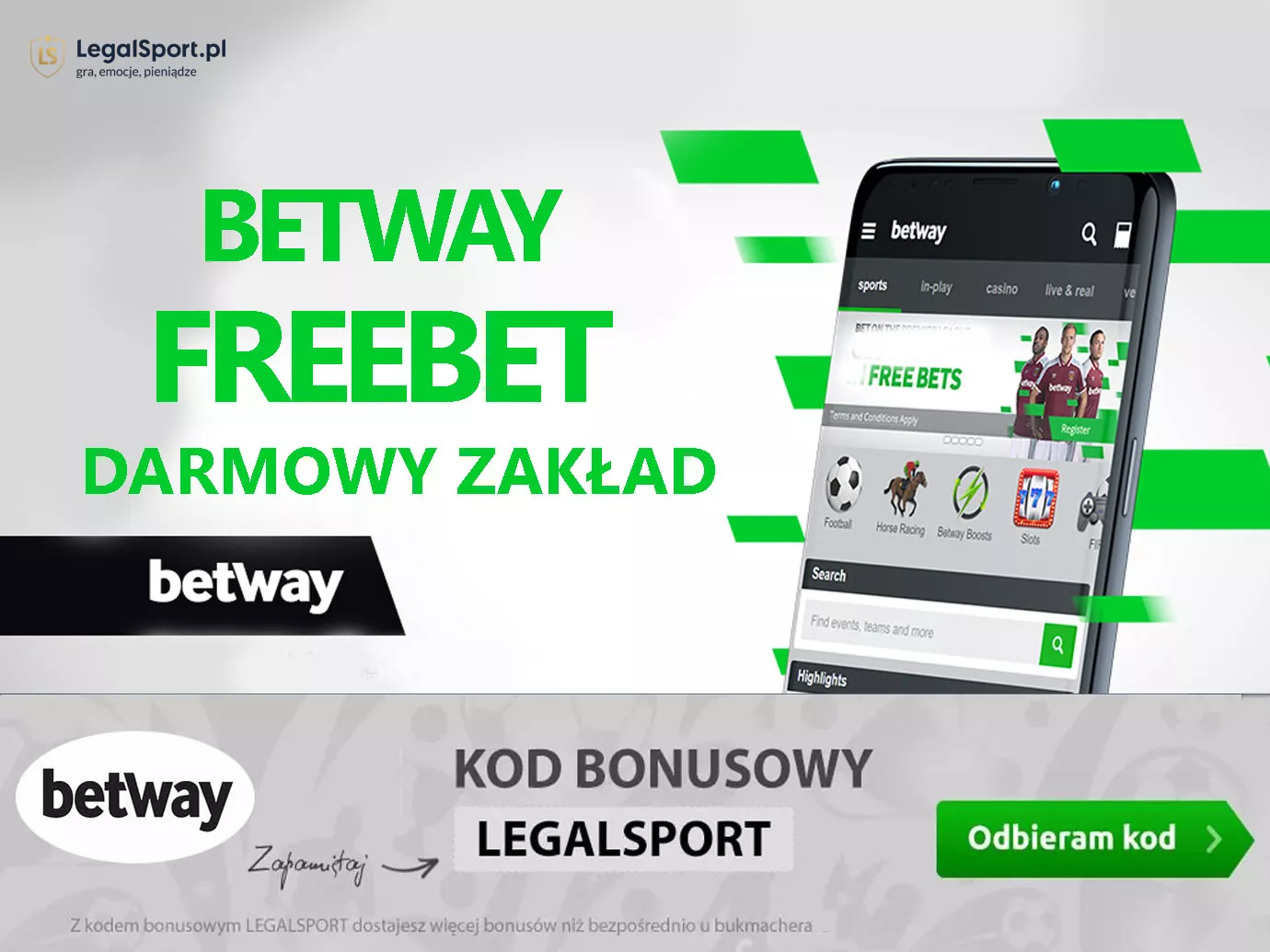 Freebet powitalny Betway