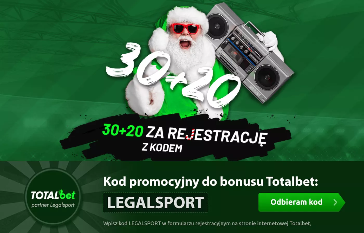 Freebet 50 zł z kodem promocyjnym Totalbet XMAS20