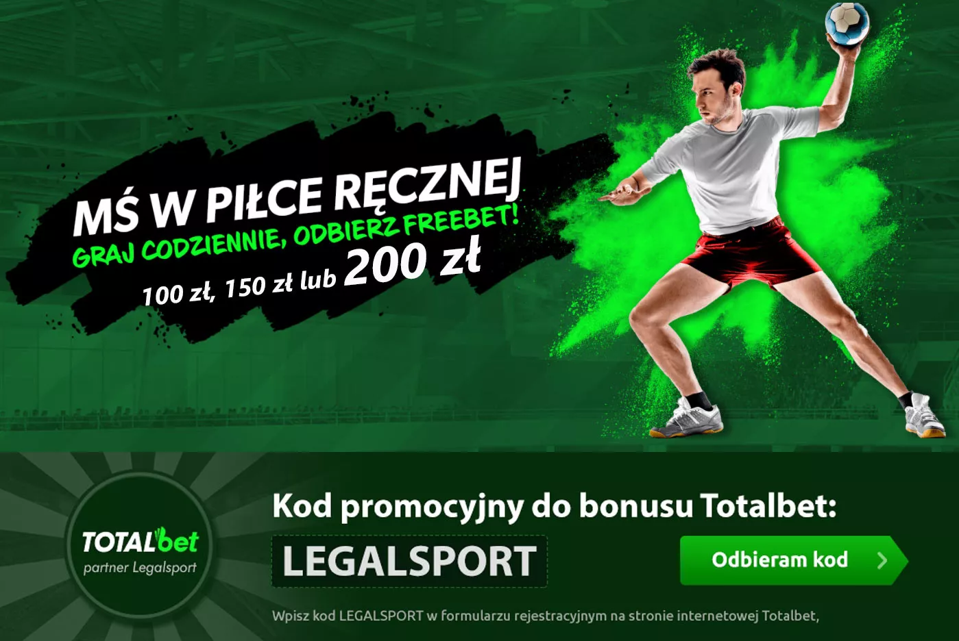Bonus na zakłady - freebet 200 zł za obstawianie handballu