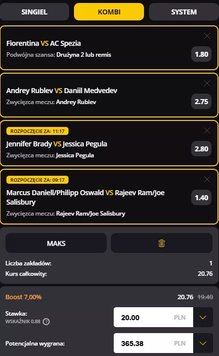 Ryzykowny kupon, który spełnia warunki freebetu od LVBET