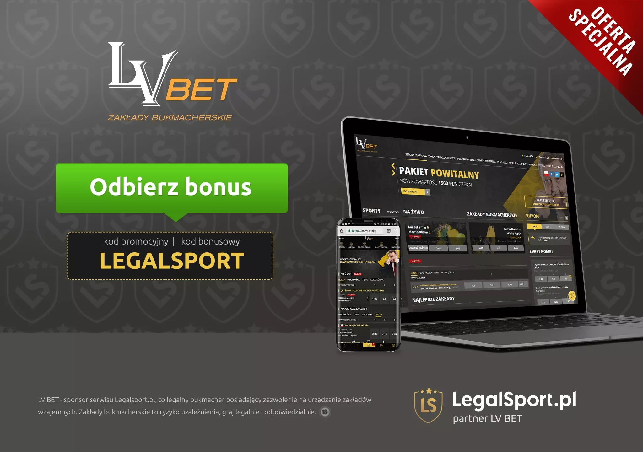 Dla nowych graczy bukmacher LV BET przygotował ofertę specjalną - bonus z kodem promocyjnym