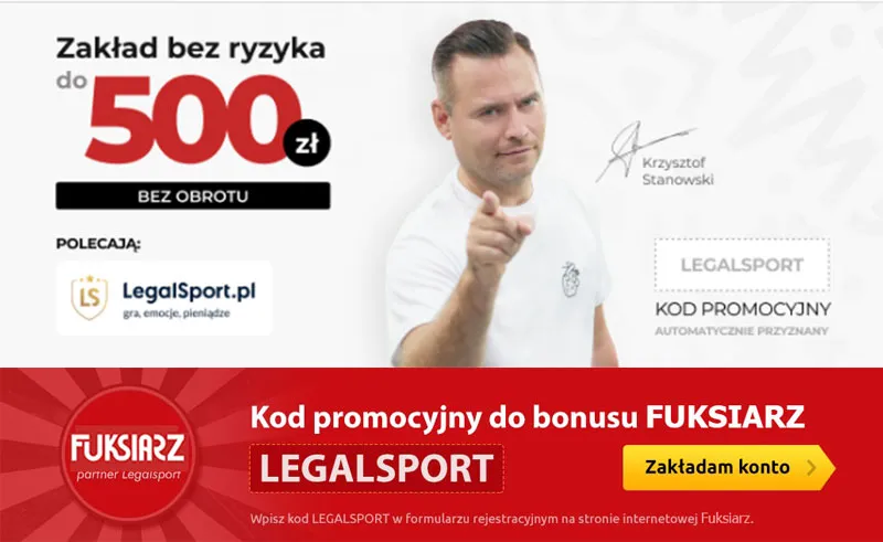 Fuksiarz bonus - na start 500 zł + 200 zł bez limitu