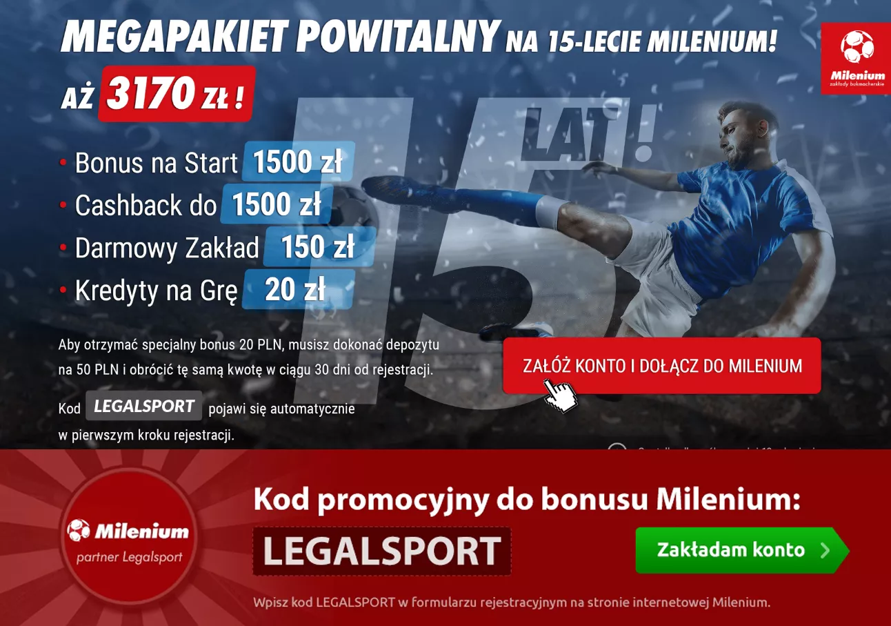 Kod promocyjny do bonusu powitalnego Milenium