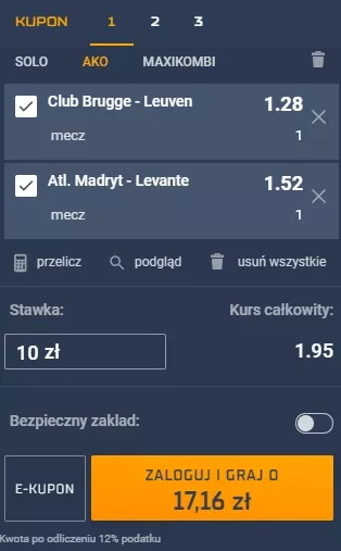 Bonus powitalny od STS - przykładowy kupon