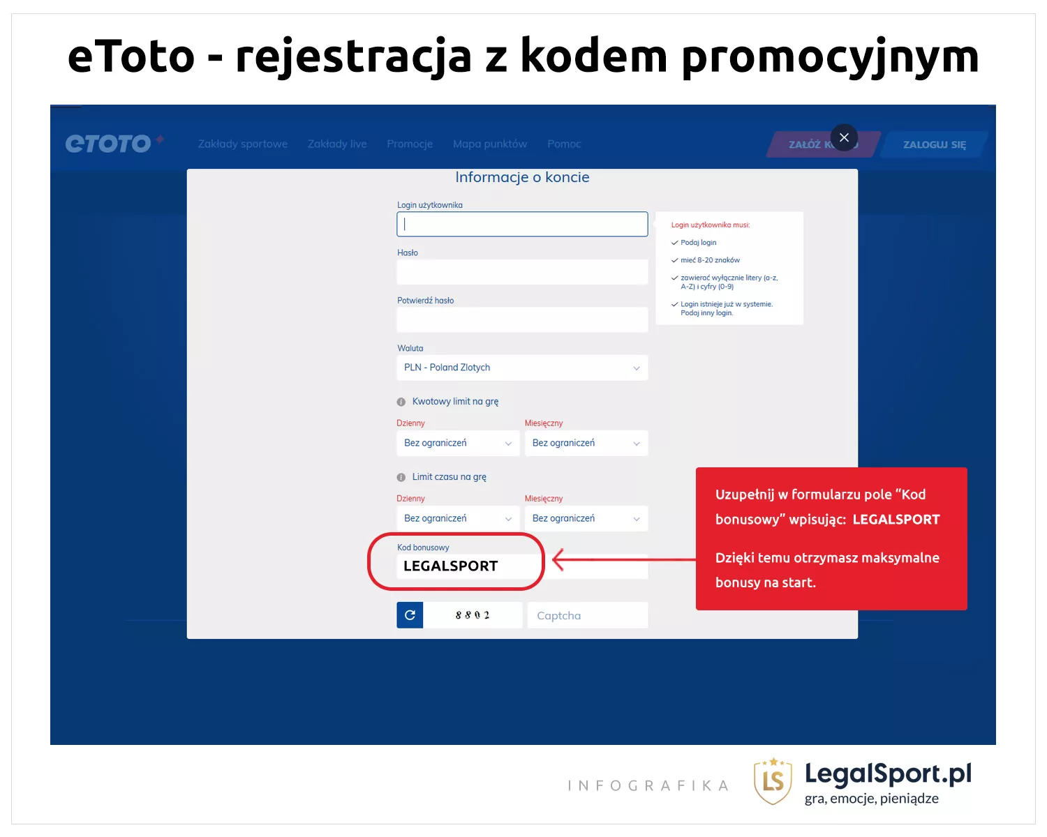 Z linkiem aktywacyjnym LEGALSPORT otrzymasz bonus 1000 zł w Etoto