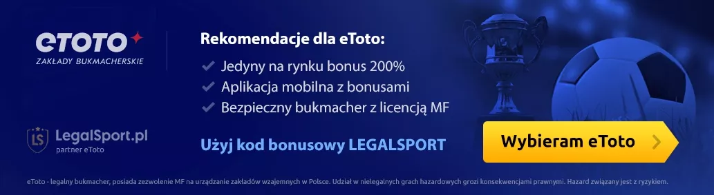 Baner przedstawiający korzyści wynikające z rejestracji w eToto Zakłady Bukmacherskie z kodem promocyjnym