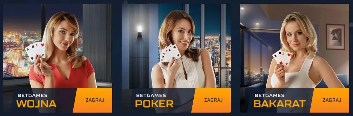 Zakłady na poker, wojnę i bakarat w STS Betgames