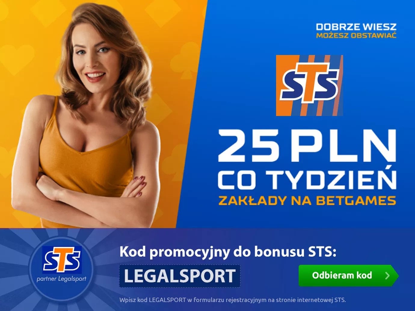 Promocja internetowa bukmachera STS - bezpieczne 25 PLN na BetGames co tydzień