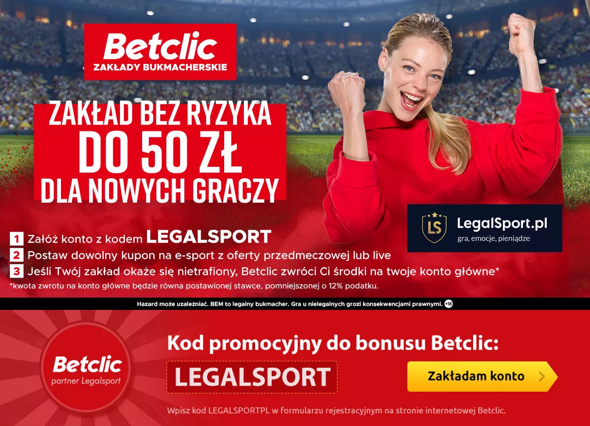 Promocyjne 50 zł za kod w Betclic.pl. Esportowy bonus na nowe konto.