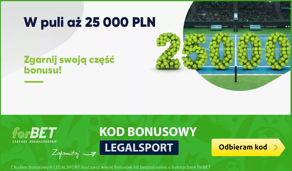 Bonus na Australian Open w forBET - oferta łączy się z bonusem powitalnym z kodem