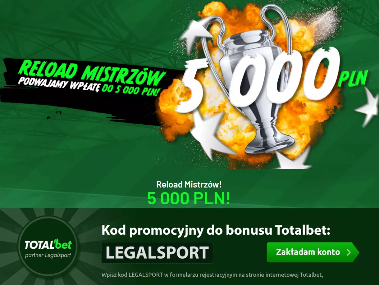 Reload 5000 zł na Ligę Mistrzów w Totalbet