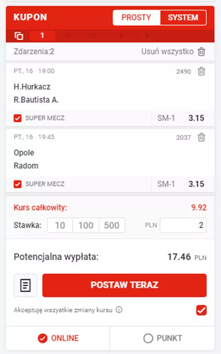 Jak postawić kupon ze zdarzeniami z oferty Super Mecz