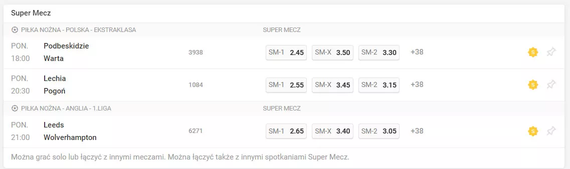 Piłka nożna angielska i polska w ramach zakładów Super Mecz