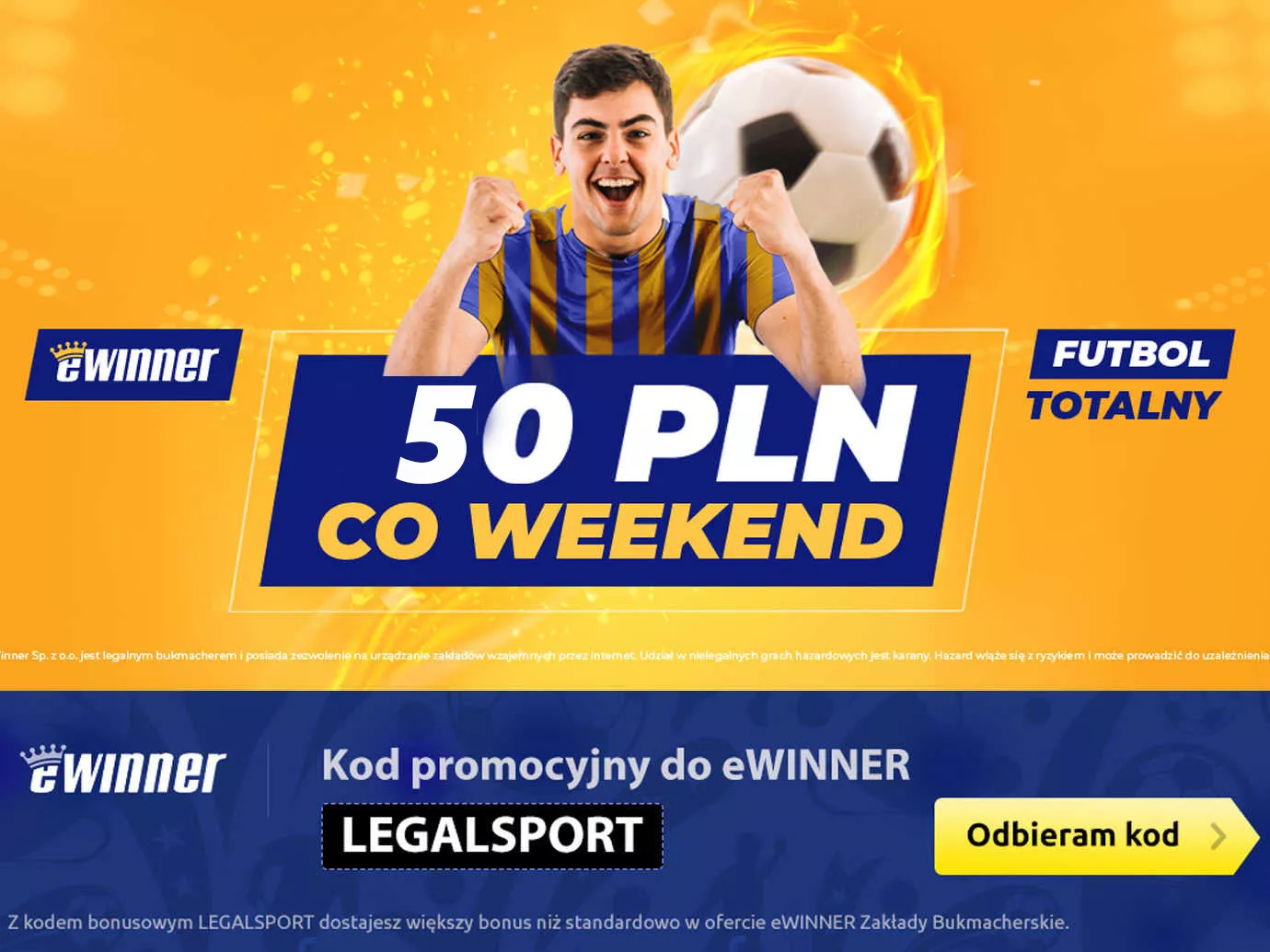 Freebet ewinner na piłkę nożną - z kodem masz wyższy bonus