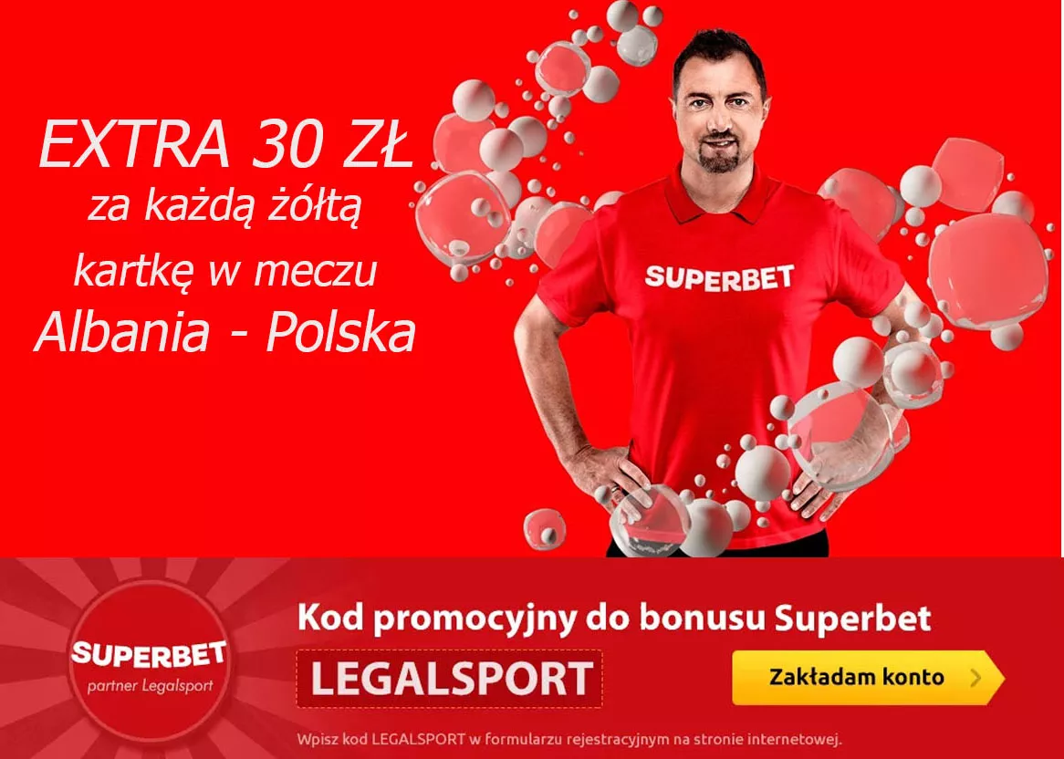 Bonus 30 zł za kartkę w meczu reprezentacji | Polska - Albania 