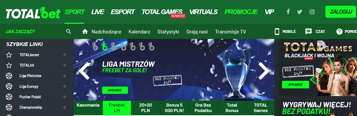 Gdzie na stronie bukmachera Totalbet jest info o promocji