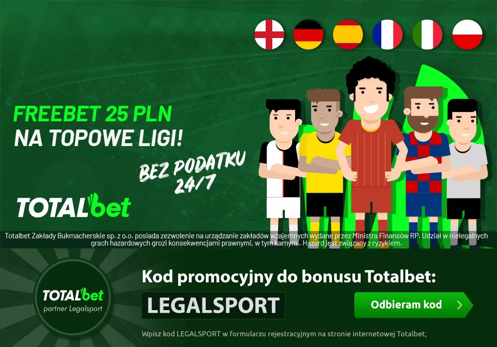 Topowe ligi w Totalbet - nowy freebet piłkarski (do bonus warto użyć kod)