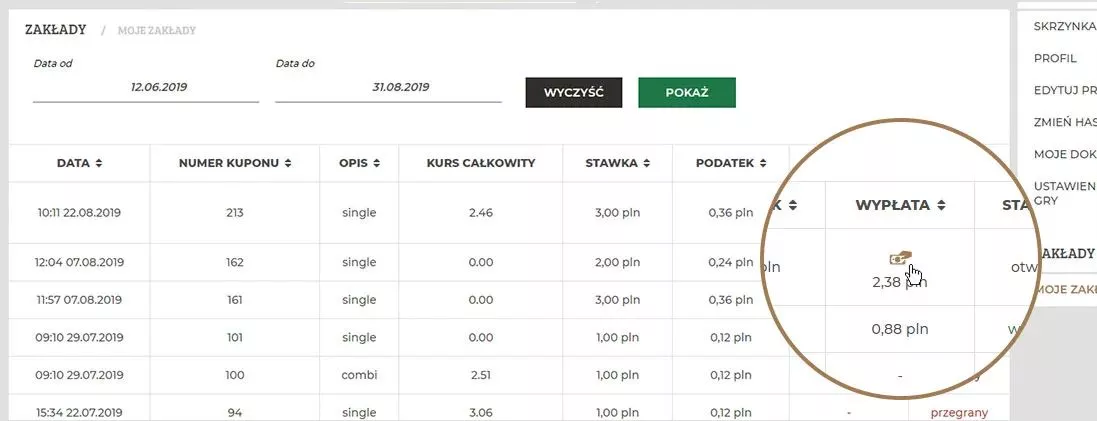 Wypłata kuponu przed czasem w NobleBET - infografika