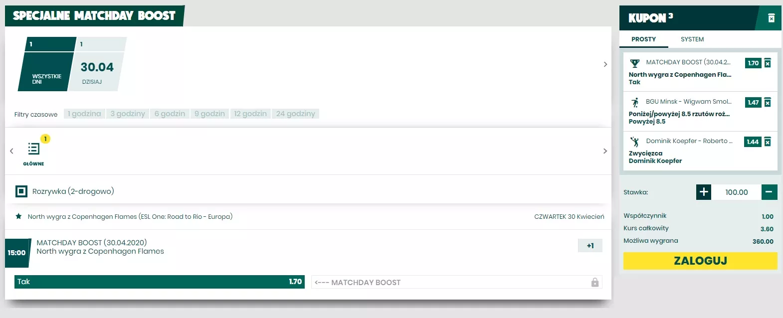 Matchday Boost na e-sport w BETFAN. Dodatkowo przykładowy kupon bez podatku