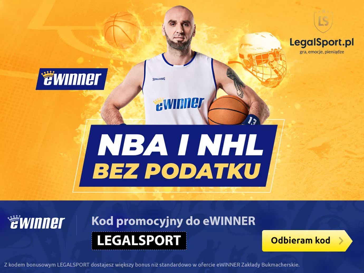 Typy na NBA i NHL bez podatku w eWinner 24/7