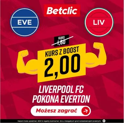 Everton vs Liverpool - podwyższony kurs w Betclic