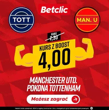 BOOST na hit angielskiej ekstraklasy - Tottenham Hotspur vs Manchester United (Premier League)