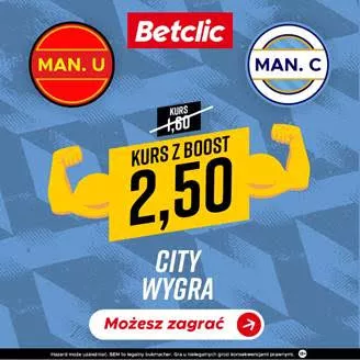 BOOST na hit angielskiej ekstraklasy - Manchester United vs Manchester City (Premier League)