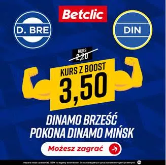 BOOST BETCLIC na zakłady bukmacherskie - liga białoruska + bonus 550 zł z kodem