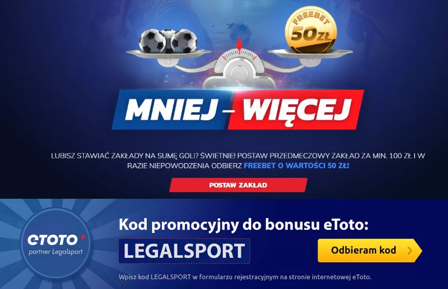 Promocja bukmacherska na sumę goli w eToto online