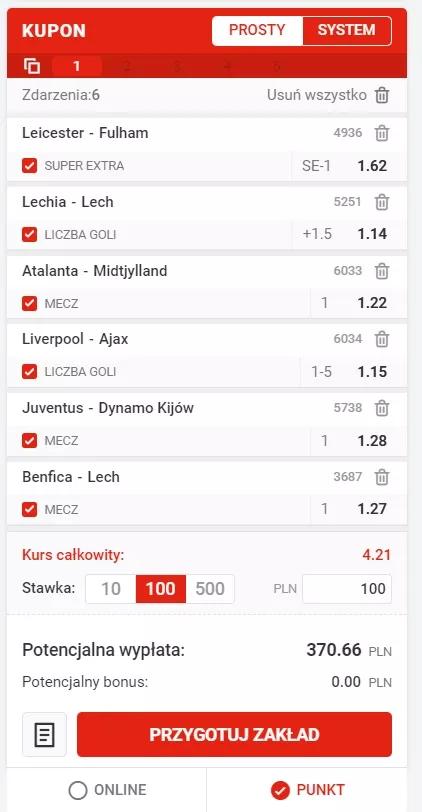 Kupon w ramach bonusu Super Extra w Superbet Zakłady Bukmacherskie